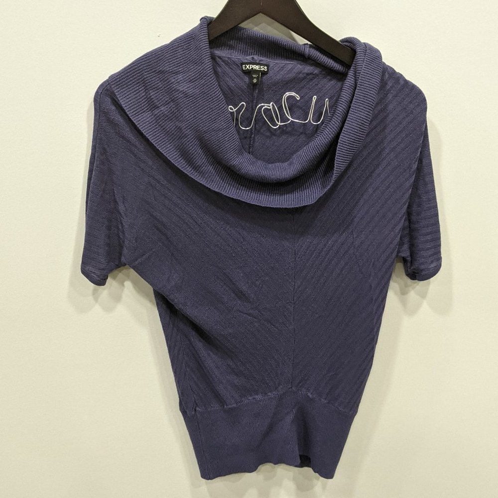 Express Fitted Purple Top w drape neck